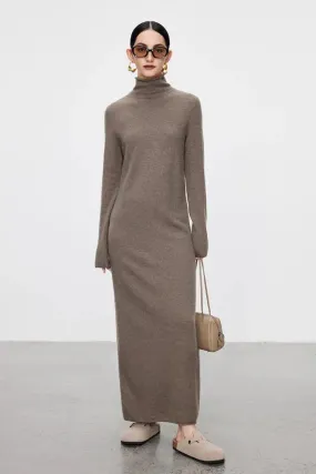 100 Wool Long Sleeve Crewneck Maxi Sweater Dress