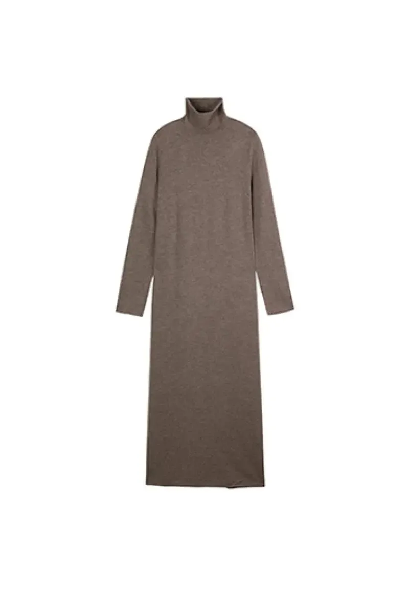 100 Wool Long Sleeve Crewneck Maxi Sweater Dress