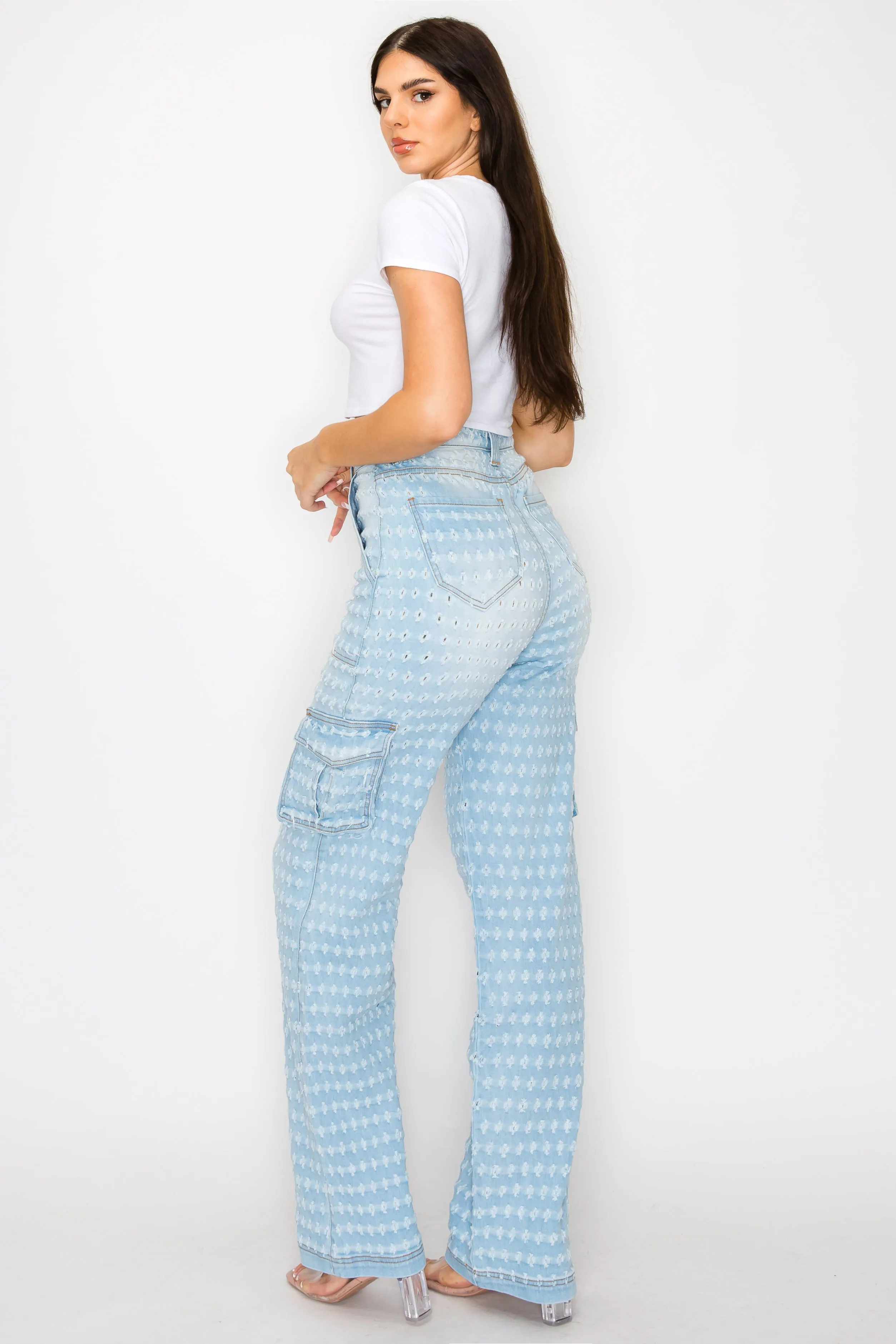 40581 Women's High Rise Shotgun Cargo Jeans