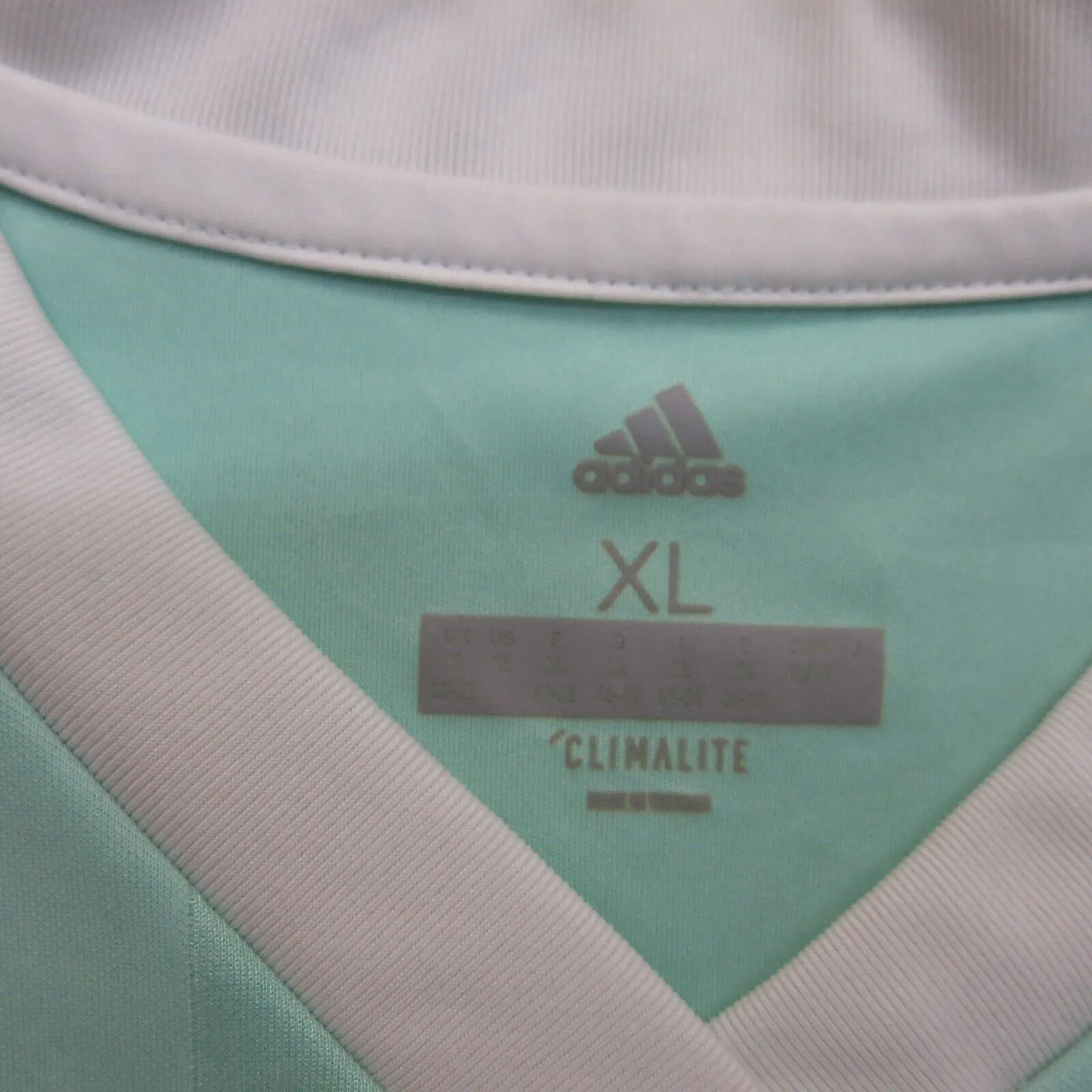 Adidas Womens Pullover T-Shirt V-Neck Short Sleeve Logo Sea Blue Size XL