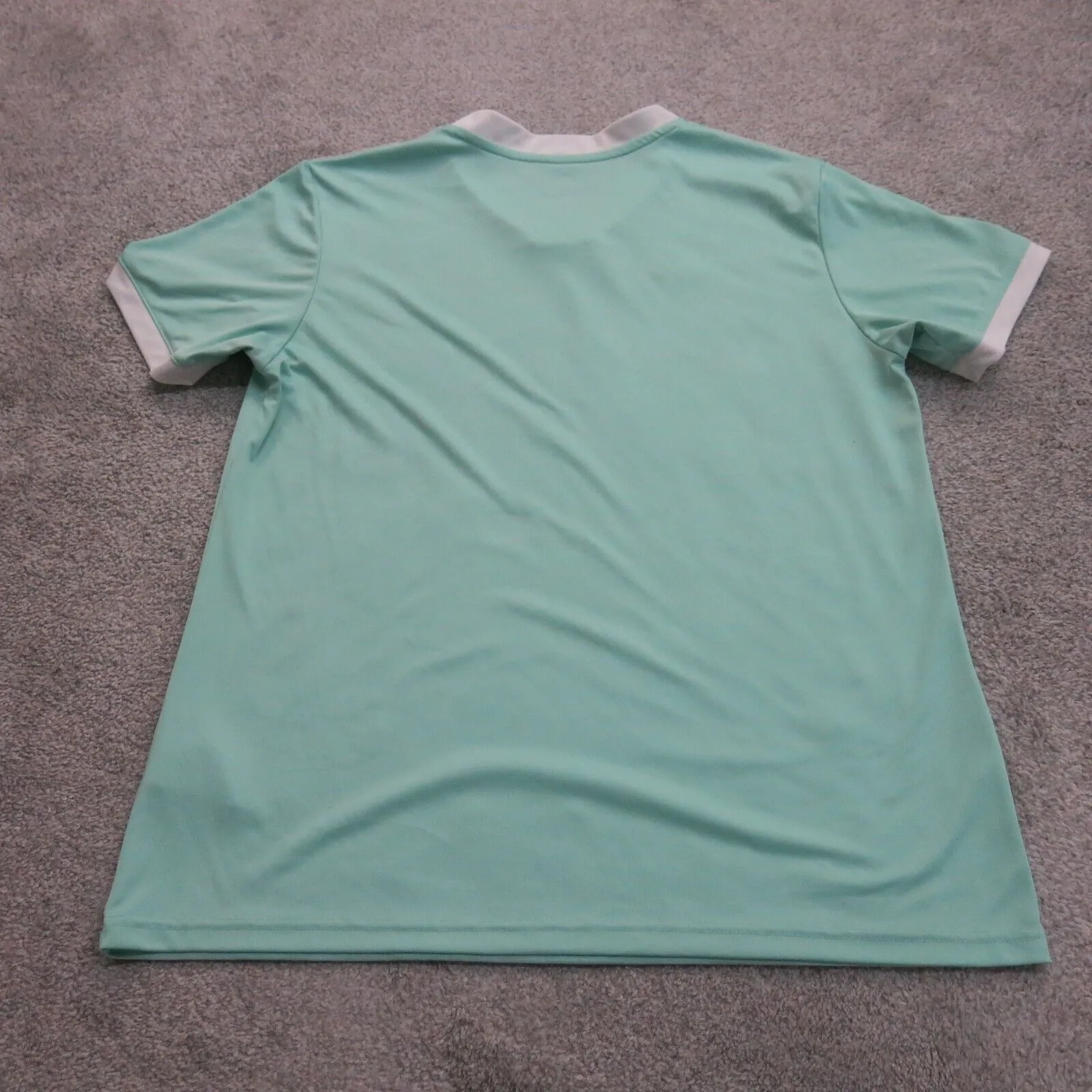 Adidas Womens Pullover T-Shirt V-Neck Short Sleeve Logo Sea Blue Size XL