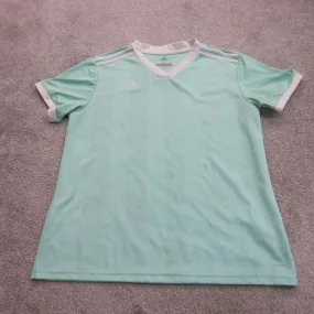 Adidas Womens Pullover T-Shirt V-Neck Short Sleeve Logo Sea Blue Size XL