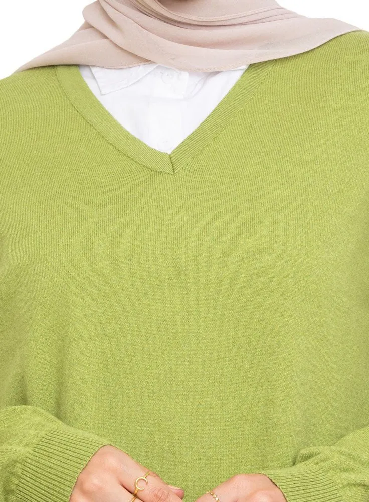 Apple V-Neck Knit Pullover