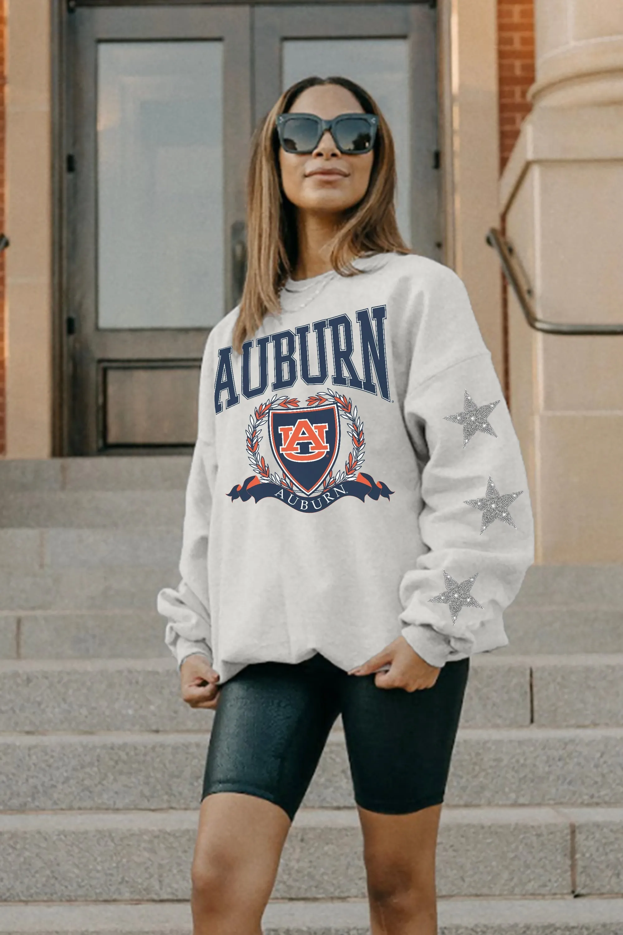 AUBURN TIGERS ALLSTAR EMBELLISHED SLEEVE CREWNECK PULLOVER BY MADI PREWETT TROUTT