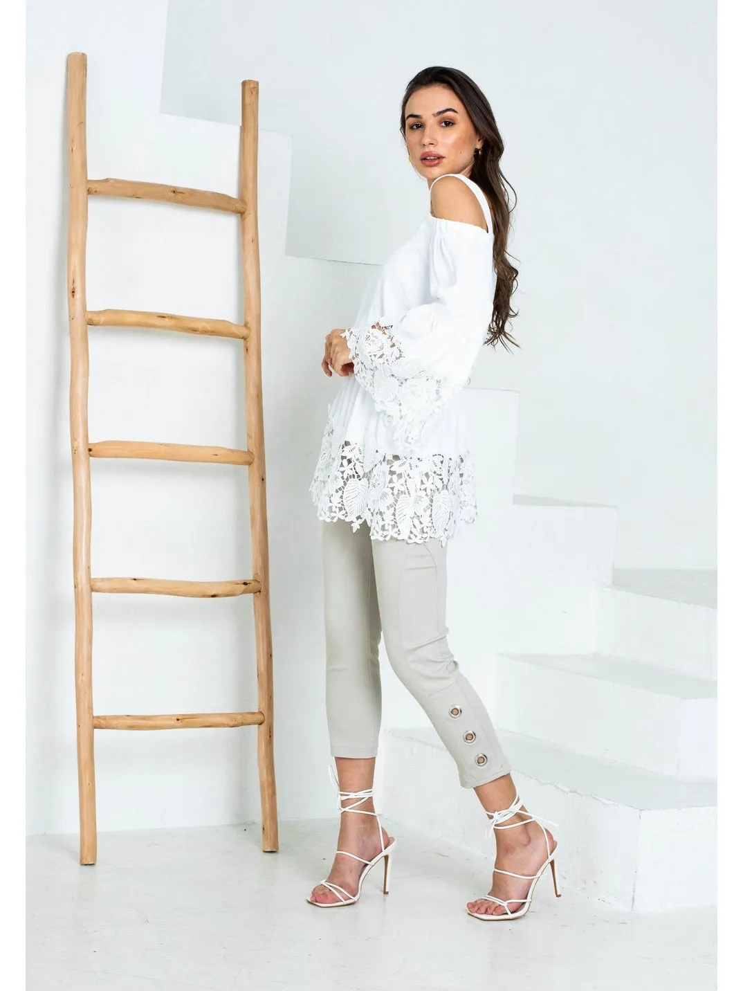 Aveline Grommet Capri Pants by Artex Fashions