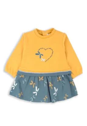 BABYBOL<BR>
Butterfly Sweatshirt Dress<BR>
Mustard<BR>
