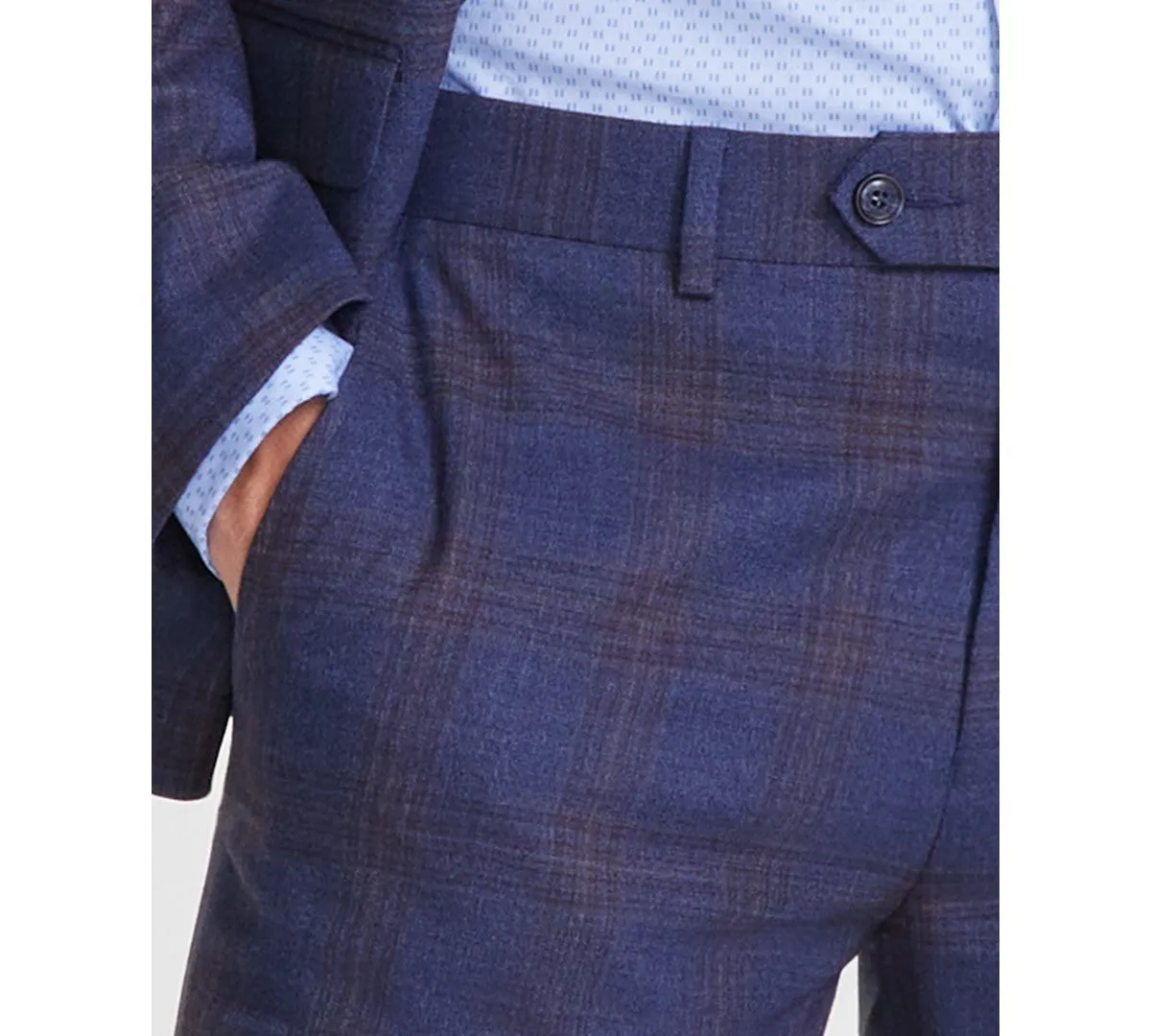 Bar Iii Mens Slim fit Dress 36 / 30 Blue Plaid