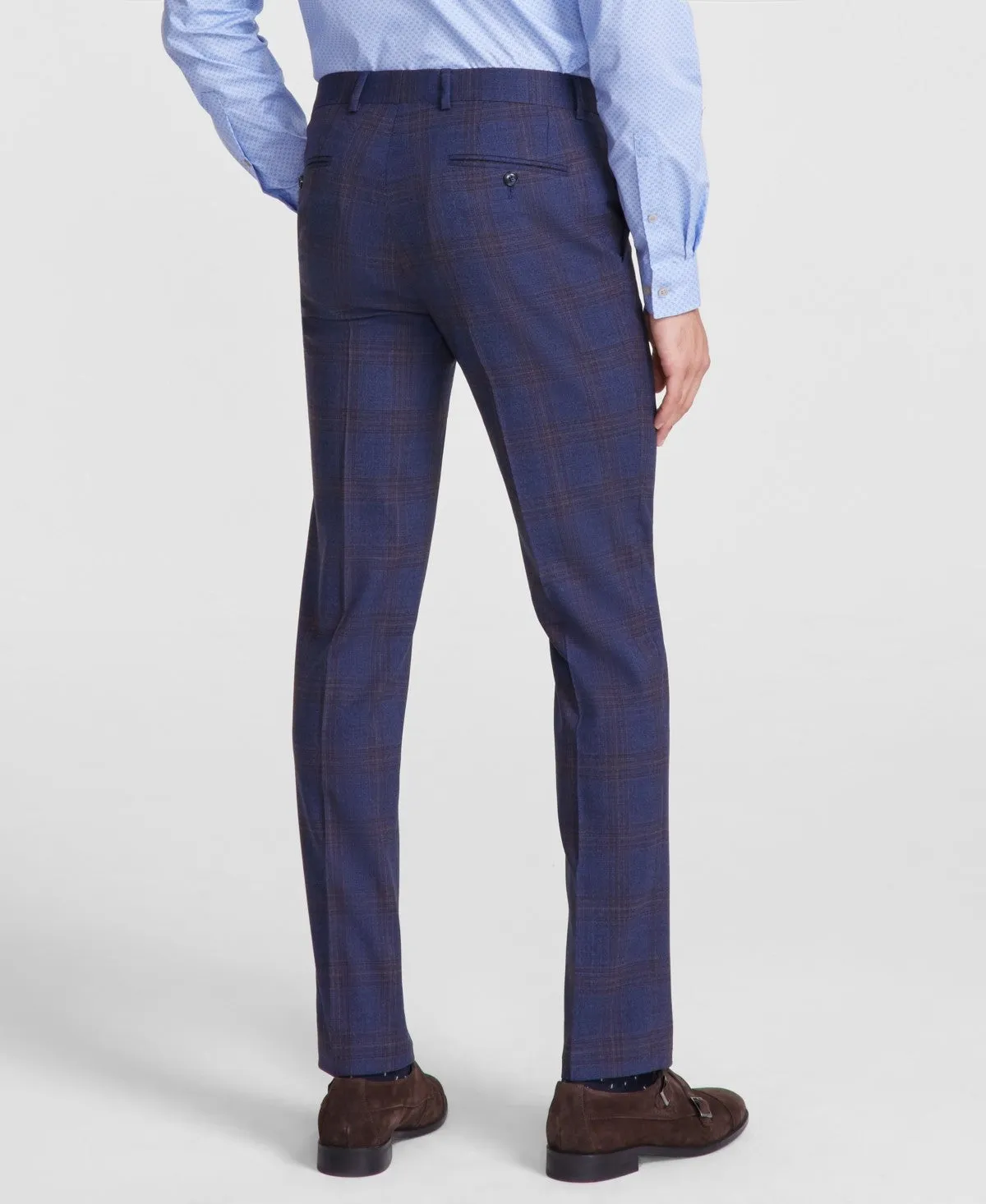 Bar Iii Mens Slim fit Dress 36 / 30 Blue Plaid