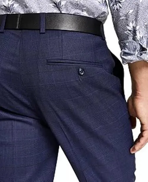 Bar Iii Mens Slim fit Dress Pants Pants 32 / 32 Navy Blue Plaid