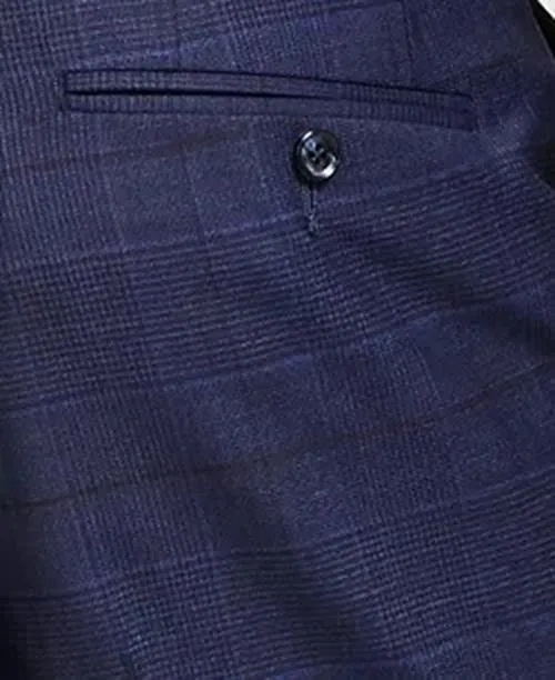 Bar Iii Mens Slim fit Dress Pants Pants 32 / 32 Navy Blue Plaid