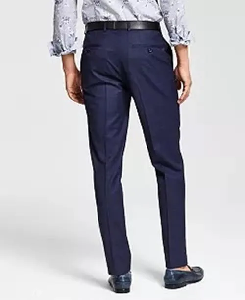 Bar Iii Mens Slim fit Dress Pants Pants 32 / 32 Navy Blue Plaid
