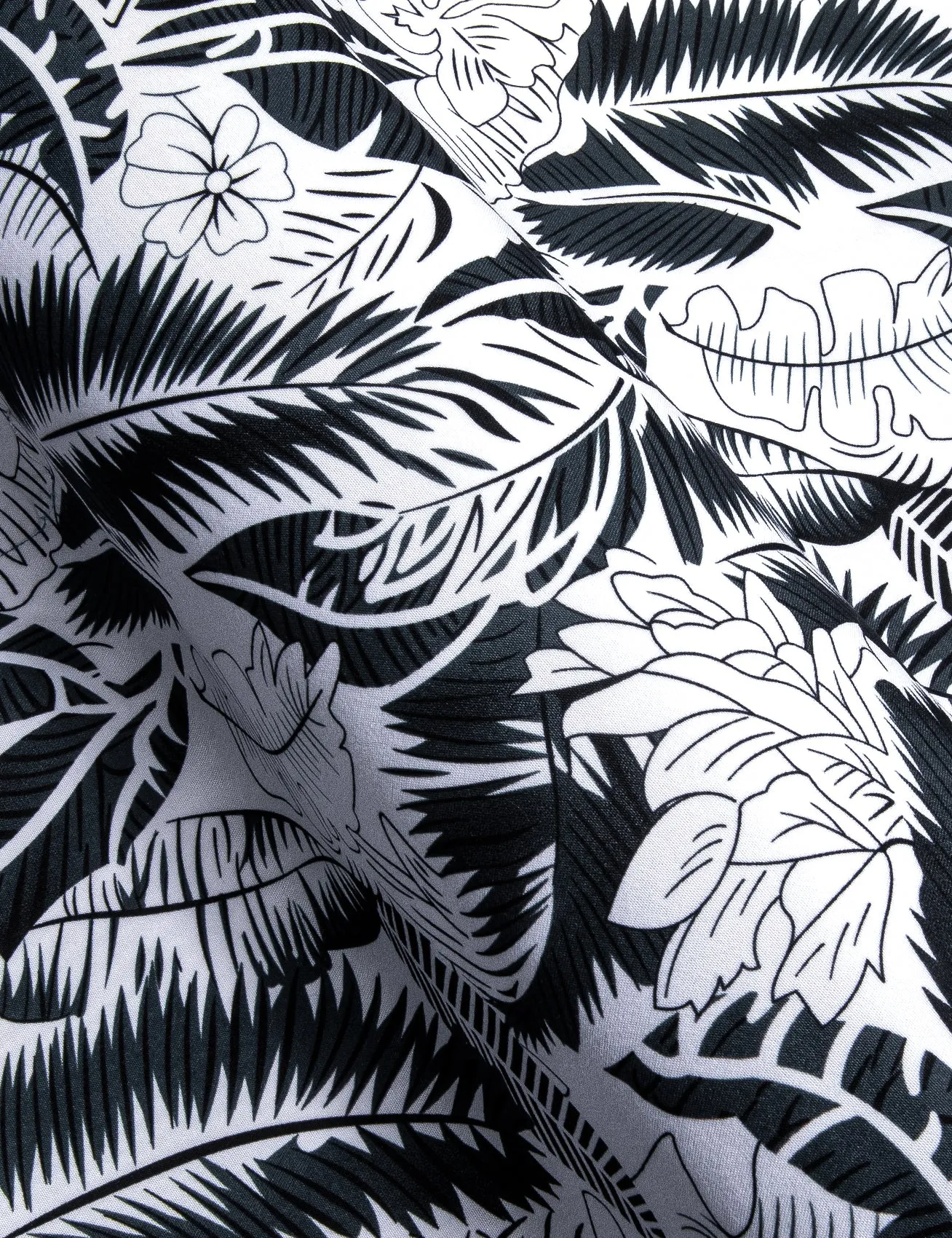 Barry Wang Summer Tops Black White Floral Men's Button Down Shirt