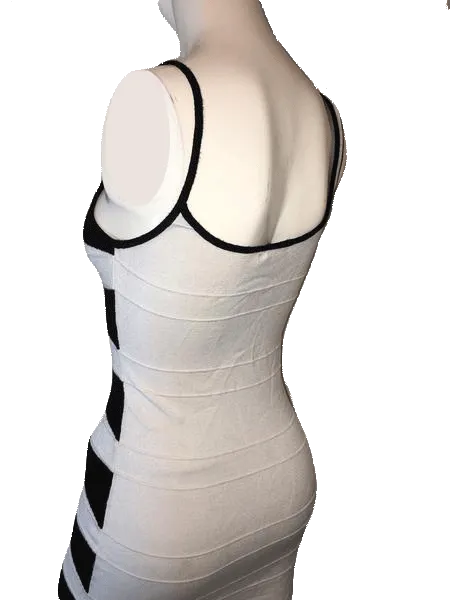 Bebe 60's Black and White Spaghetti Strap Sweater Dress Size M SKU 000168
