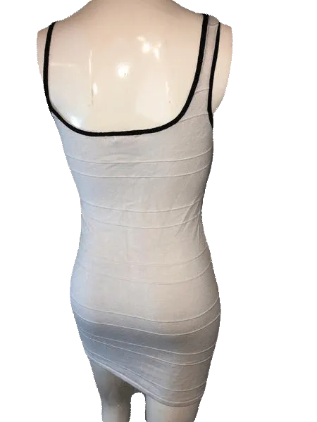 Bebe 60's Black and White Spaghetti Strap Sweater Dress Size M SKU 000168