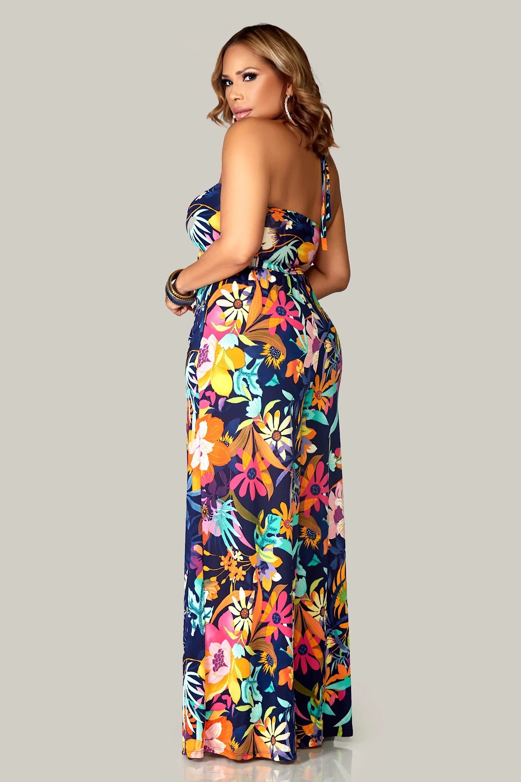 Belen Floral Strapless Palazzo Jumpsuit