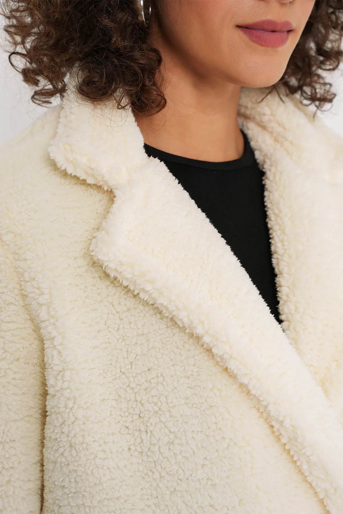 BGD Women Oversized Plush Coat - Ecru - Aurich