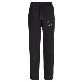 BLACK OPEN HEM JOGGERS WHITE CIRCLE LOGO