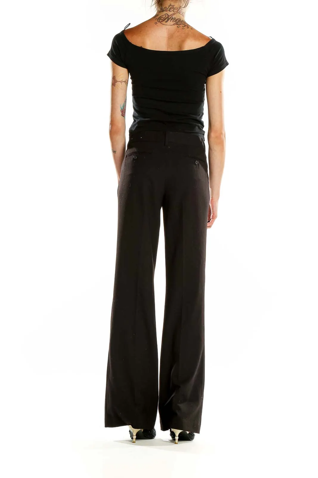 Black Wide-Leg Dress Pants