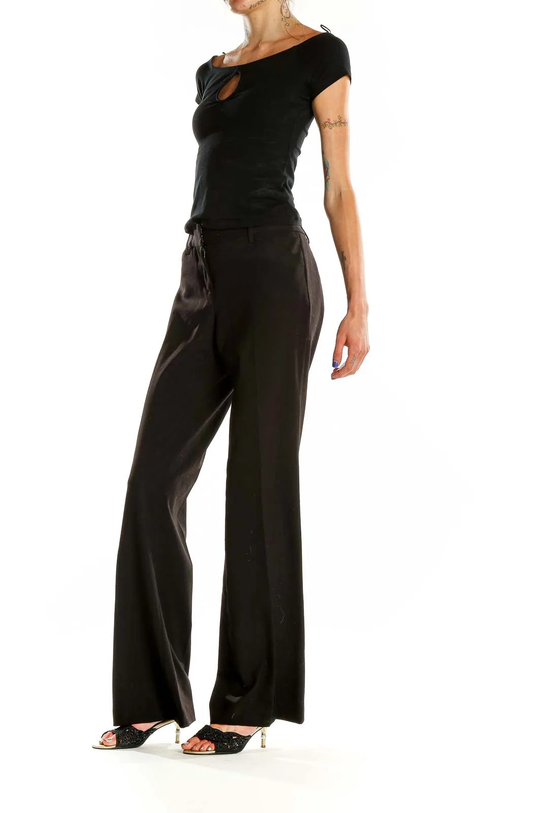 Black Wide-Leg Dress Pants