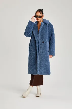 Blue Chelsea Longline Teddy Borg Jacket