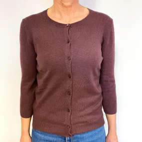 Blush Brown 3/4 Sleeve Cashmere Crew Neck Cardigan Medium