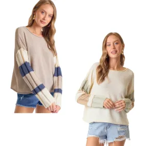 Boat Neck Color Block Sweater