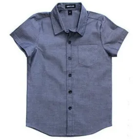 Born to Love Boy's Grey Button Down Short Sleeve Shirt