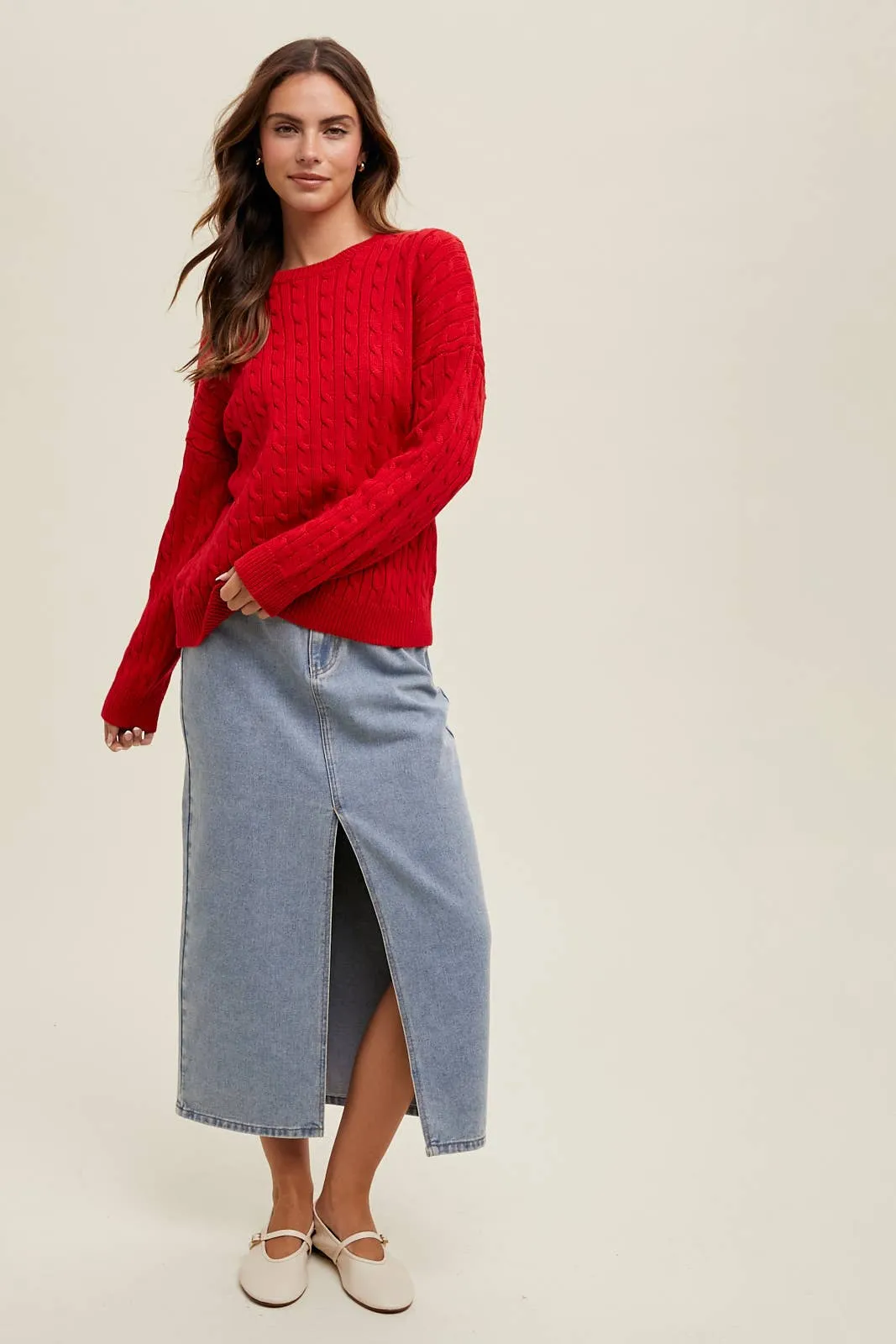 CABLE KNIT SWEATER