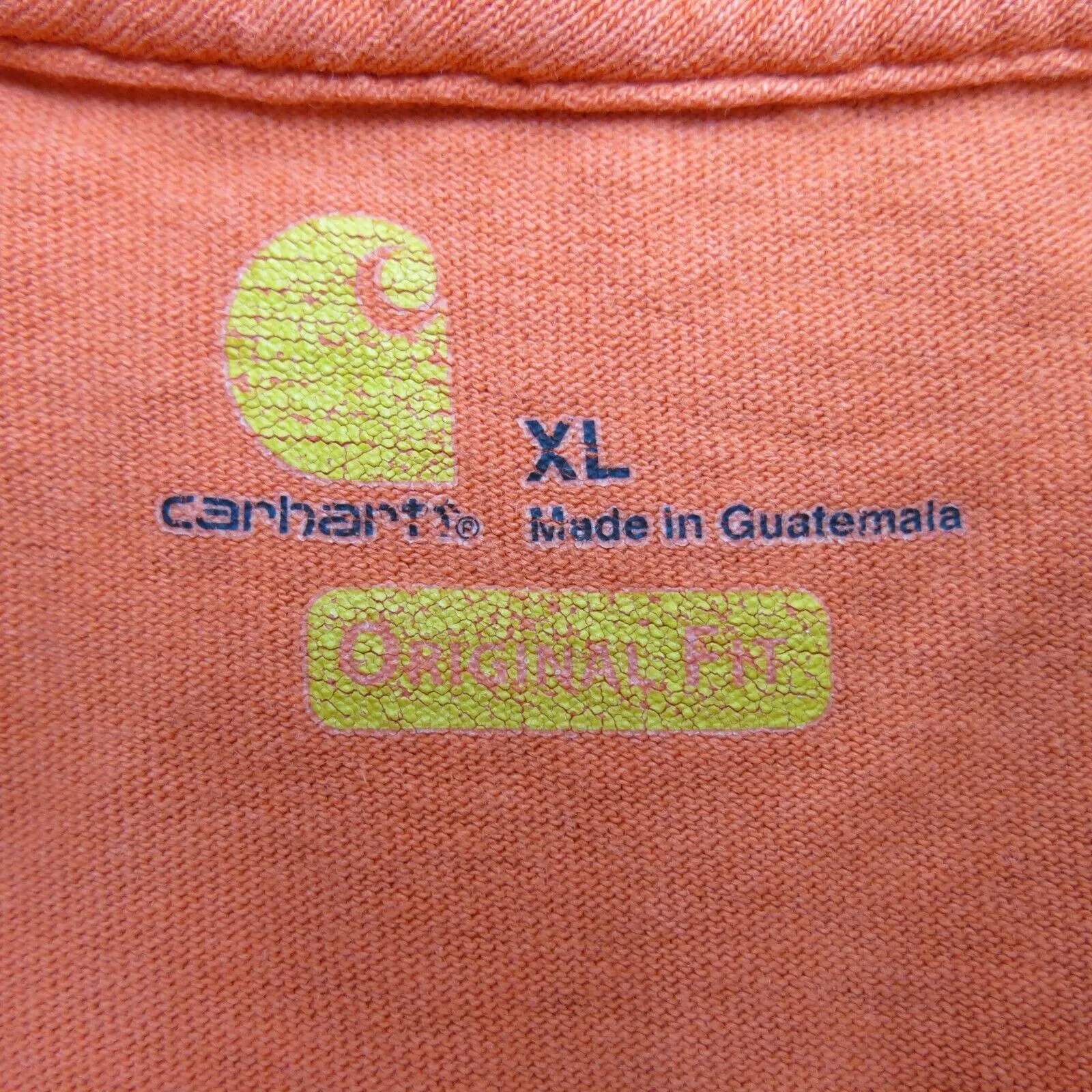 Carhartt Mens Crew Neck T Shirt Short Sleeves Original Fit Orange Size XL
