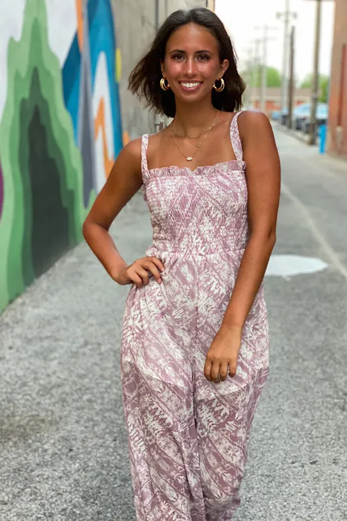 Cassidy - Smocked Jumpsuit - Mauve