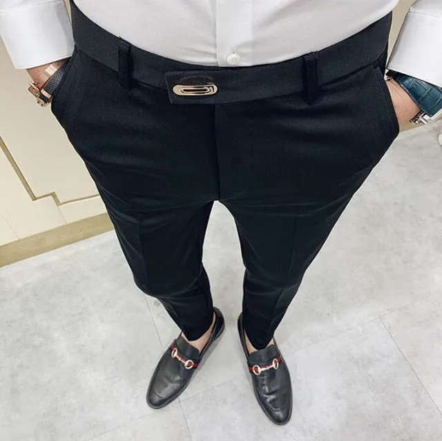 Casual Slim Fit Men's Dress Pants ankle length