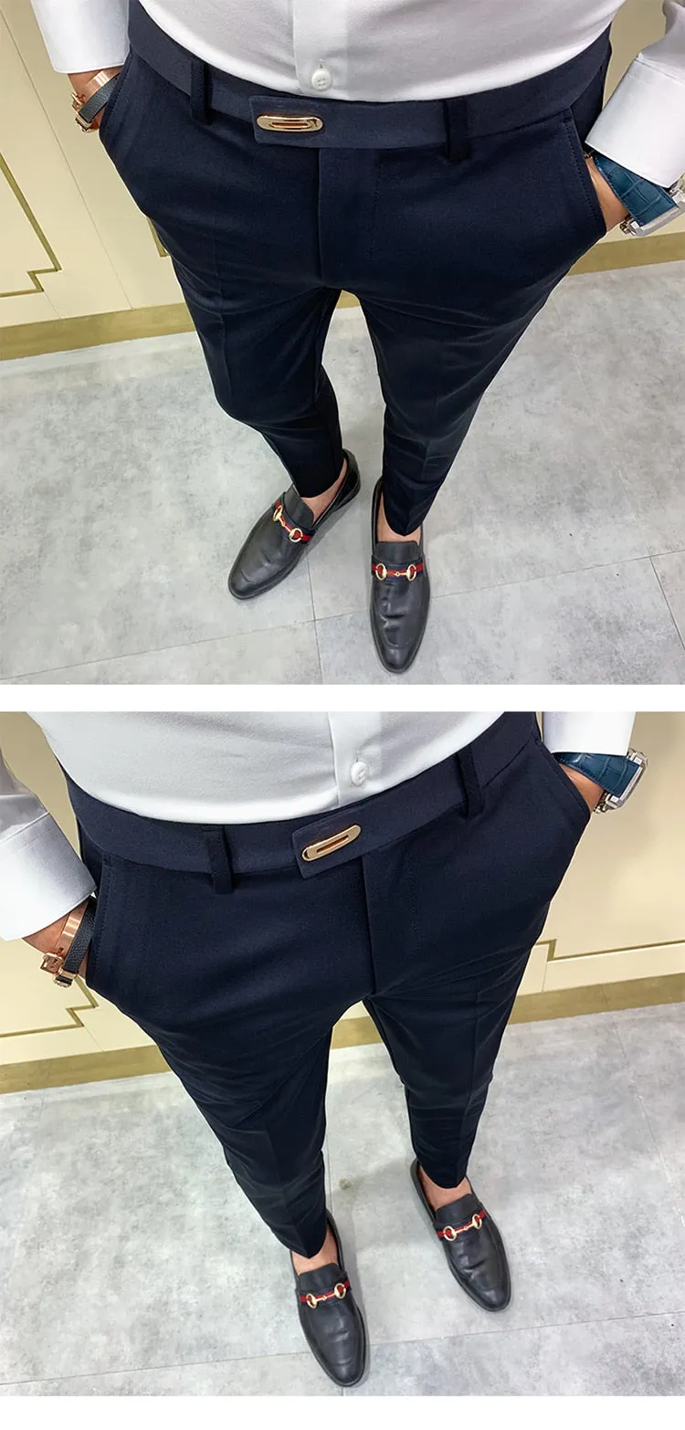Casual Slim Fit Men's Dress Pants ankle length