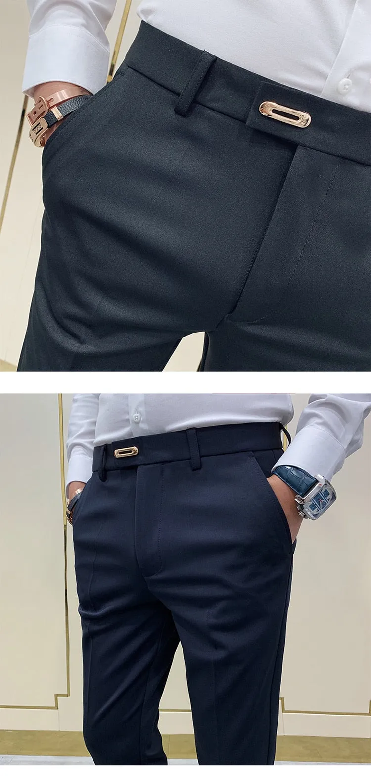 Casual Slim Fit Men's Dress Pants ankle length