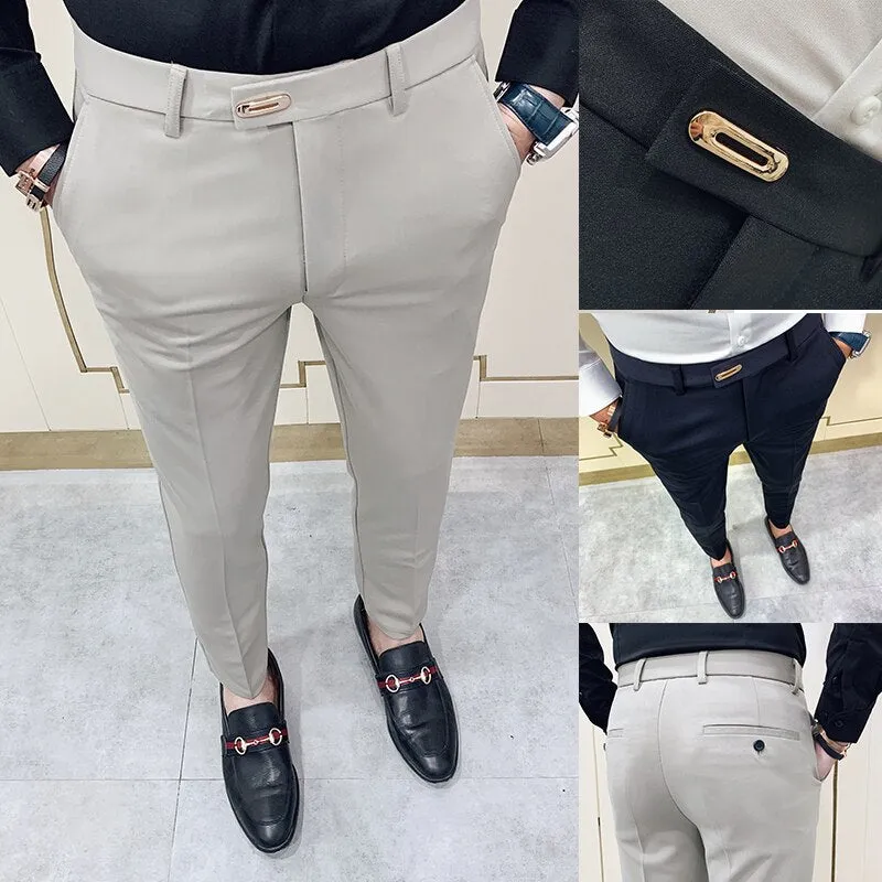 Casual Slim Fit Men's Dress Pants ankle length