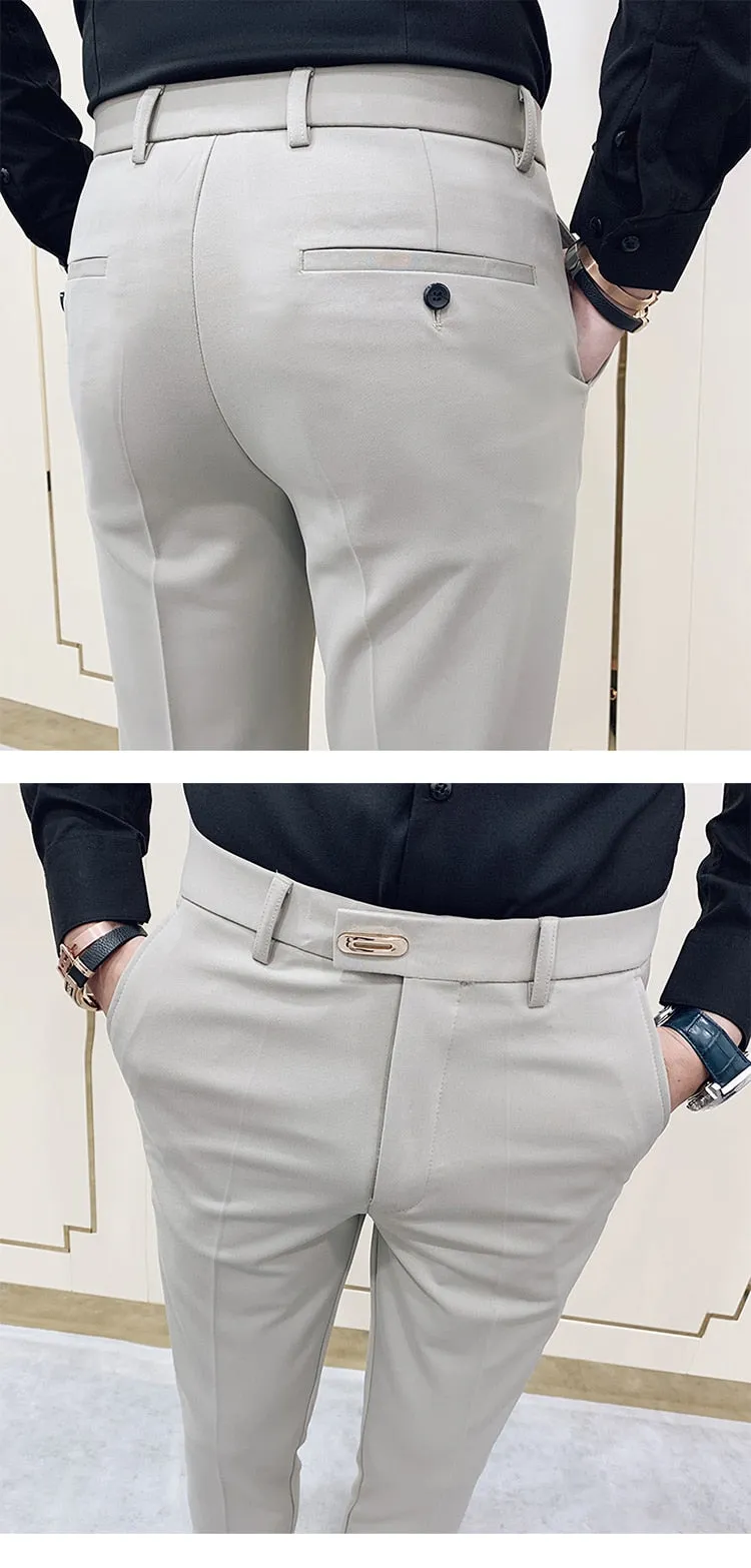 Casual Slim Fit Men's Dress Pants ankle length