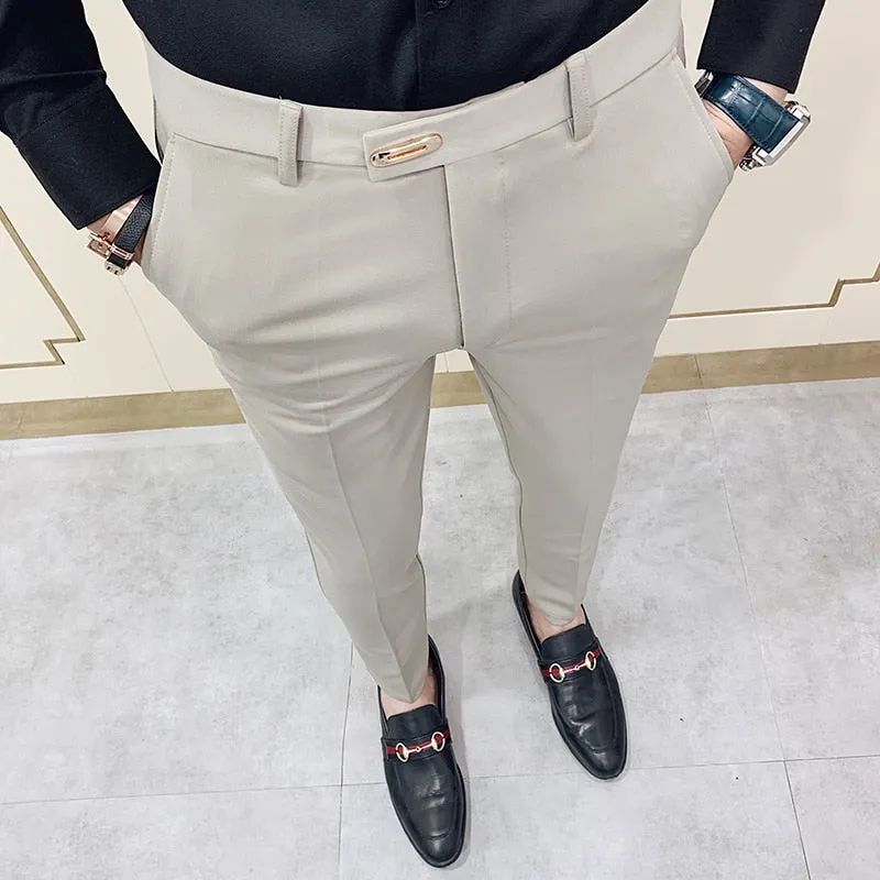 Casual Slim Fit Men's Dress Pants ankle length