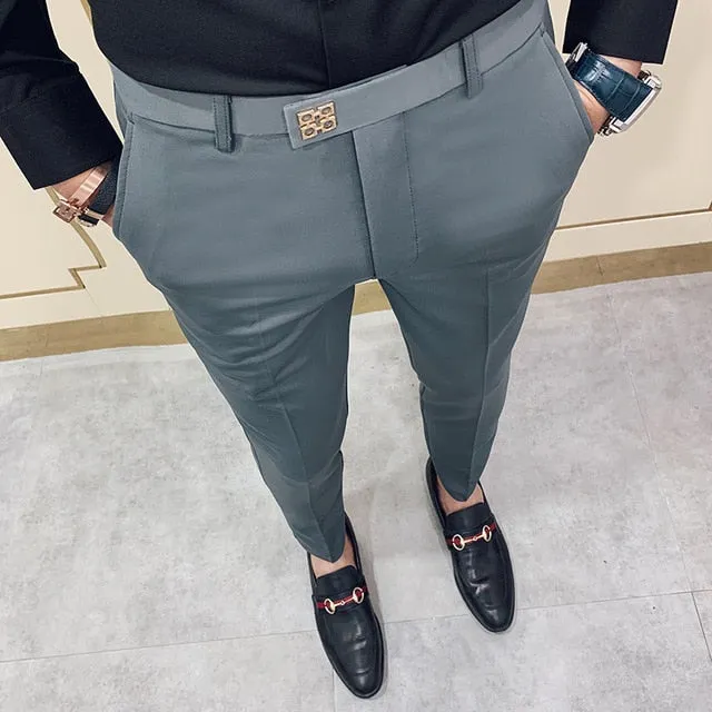 Casual Slim Fit Men's Dress Pants ankle length