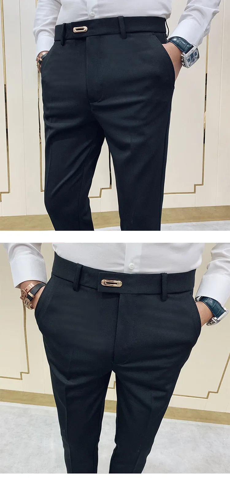 Casual Slim Fit Men's Dress Pants ankle length