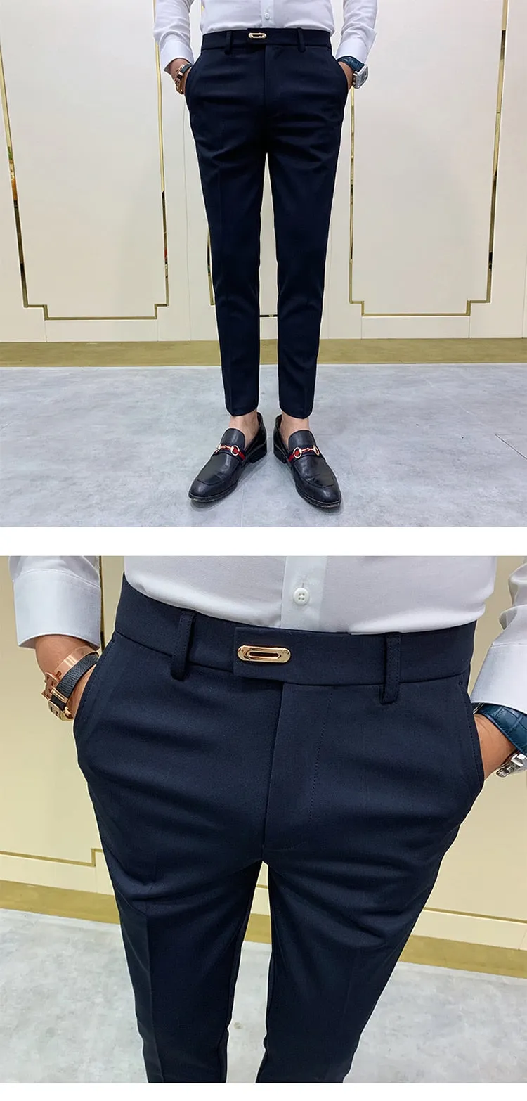 Casual Slim Fit Men's Dress Pants ankle length