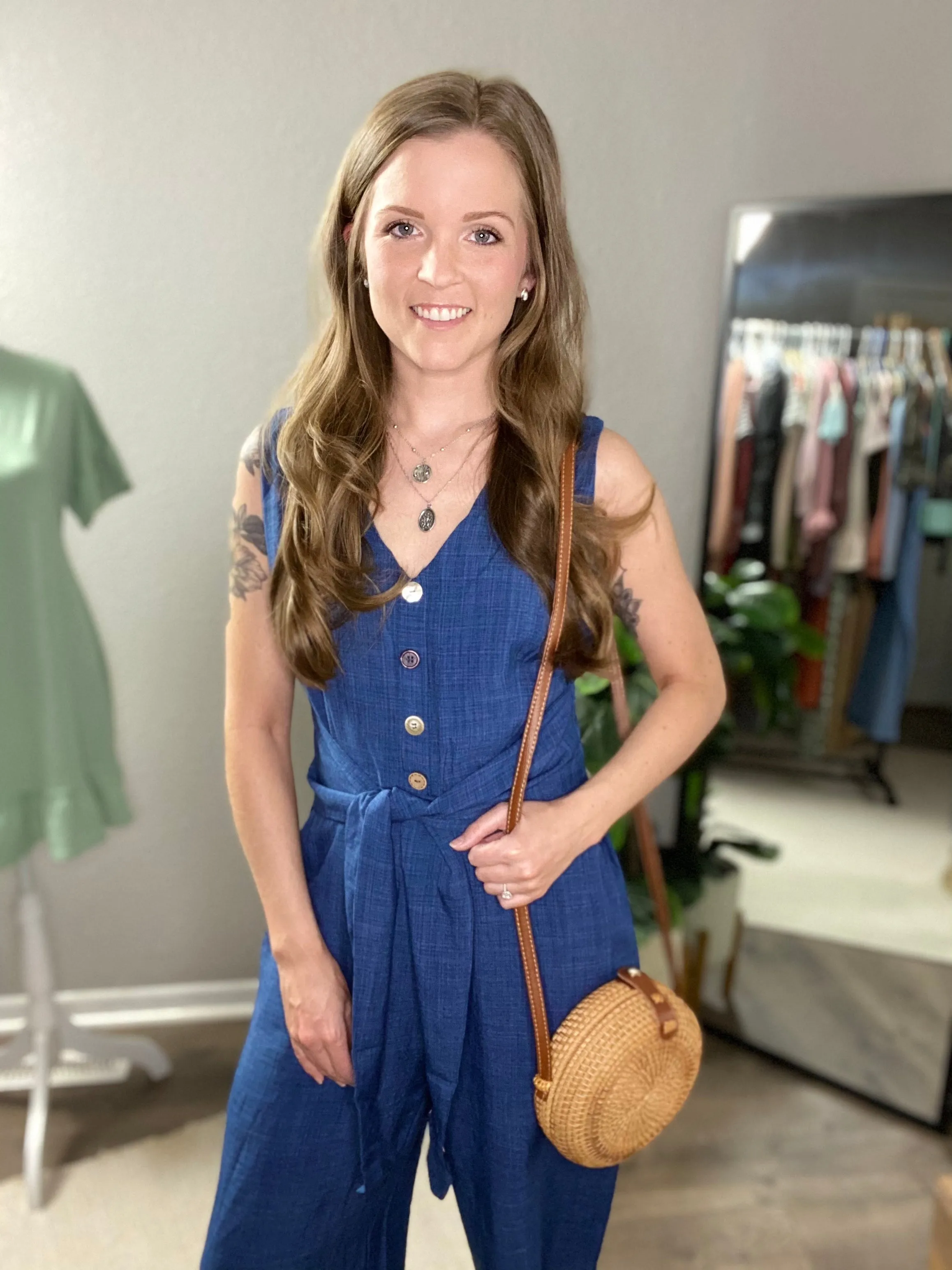 Chambray Wide Leg Jumpsuit
