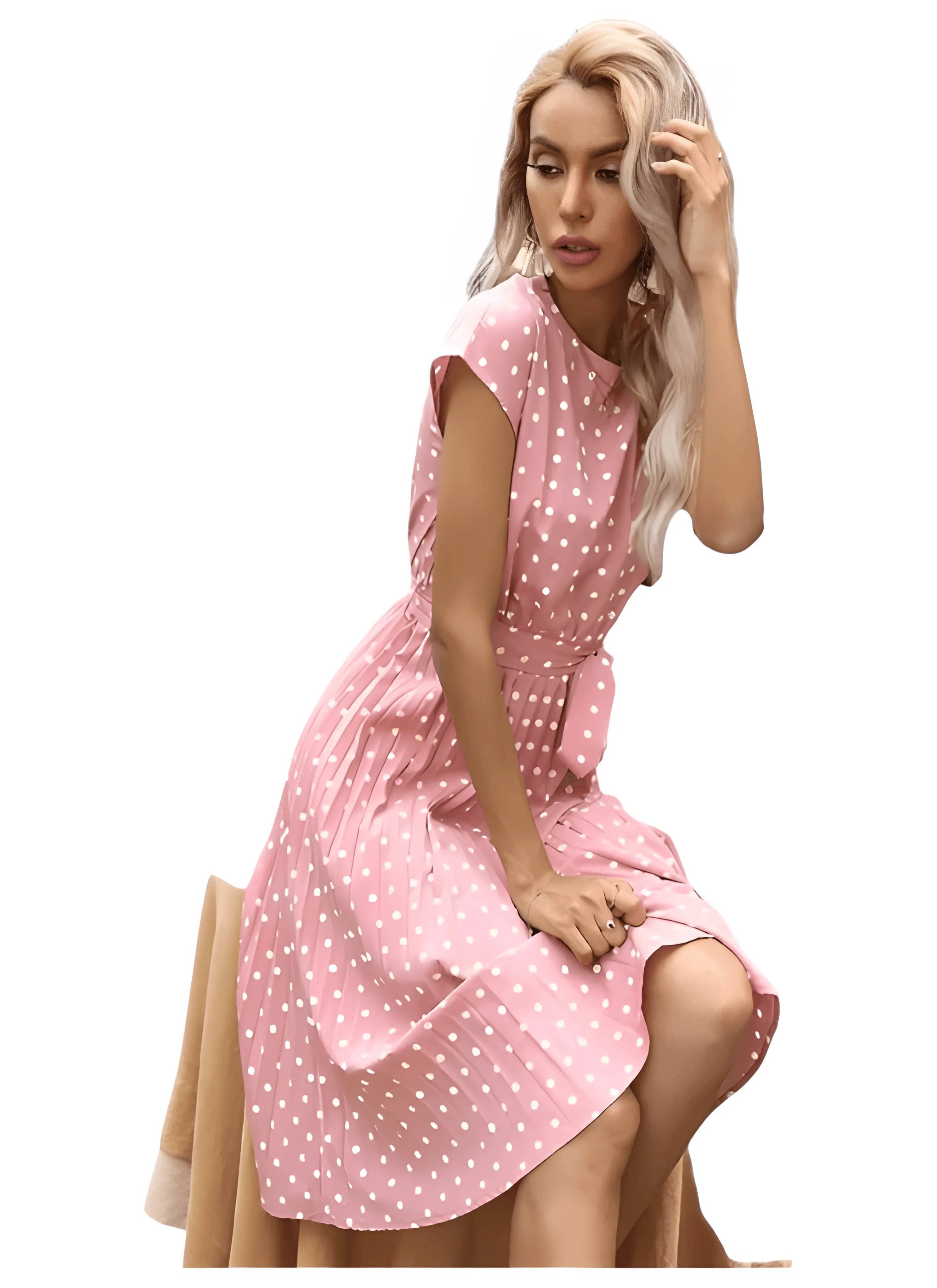 Chic Elegance Round Neck Knee-Length Dress