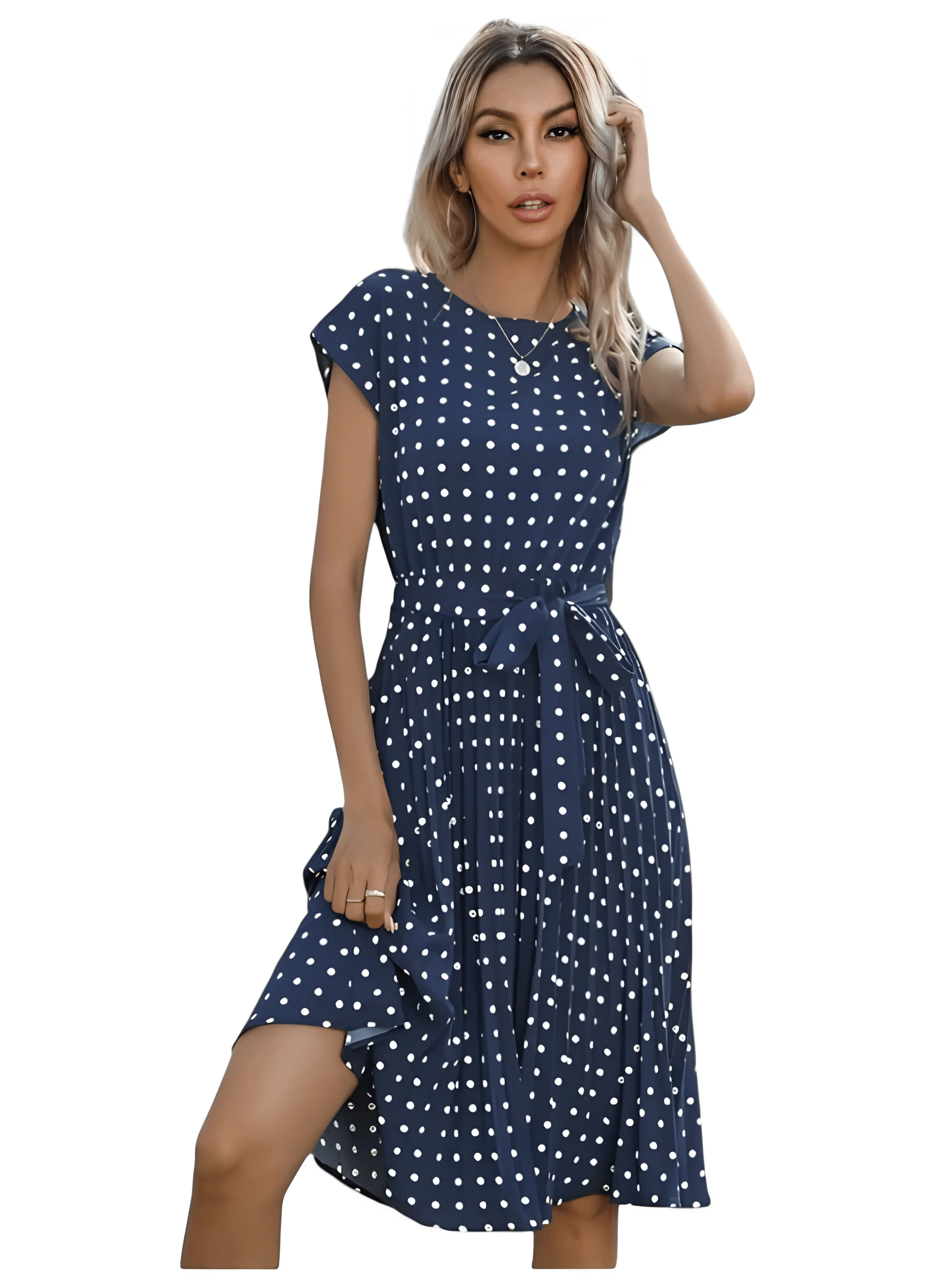 Chic Elegance Round Neck Knee-Length Dress