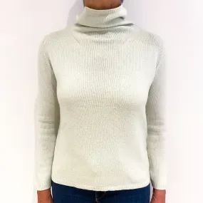 Chicory Green Heavy Knit Cashmere Funnel Neck Jumper Medium