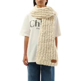 Chunky Knit Scarf in White Powder
