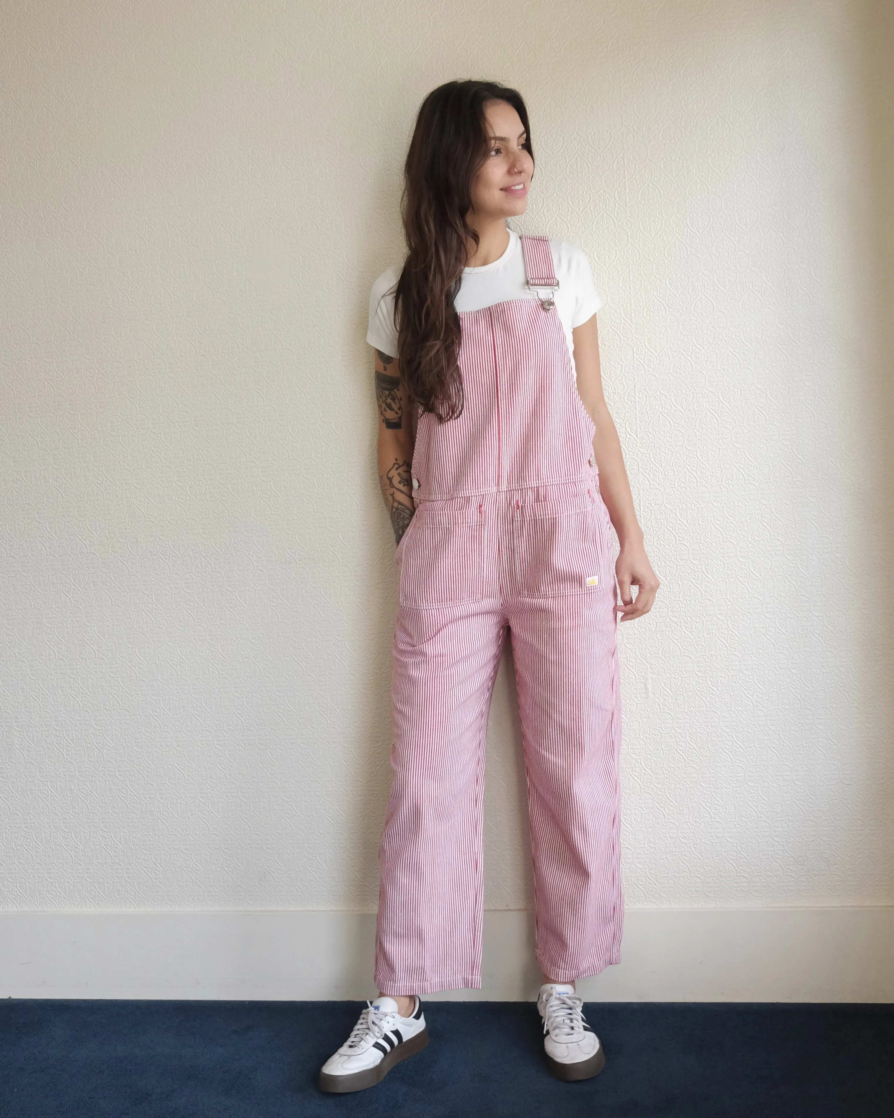 Connor Dungaree, Red Ticking Stripe