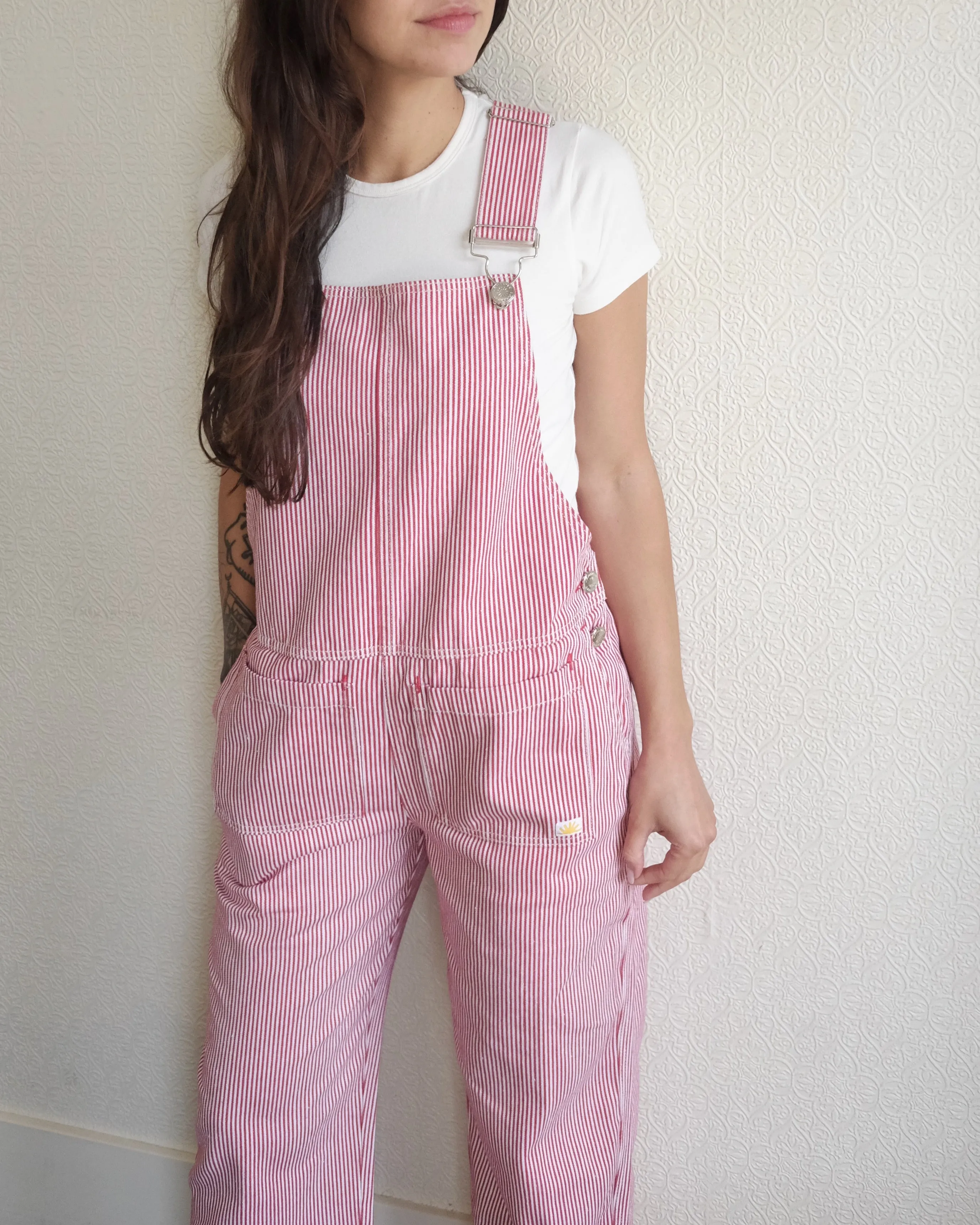Connor Dungaree, Red Ticking Stripe