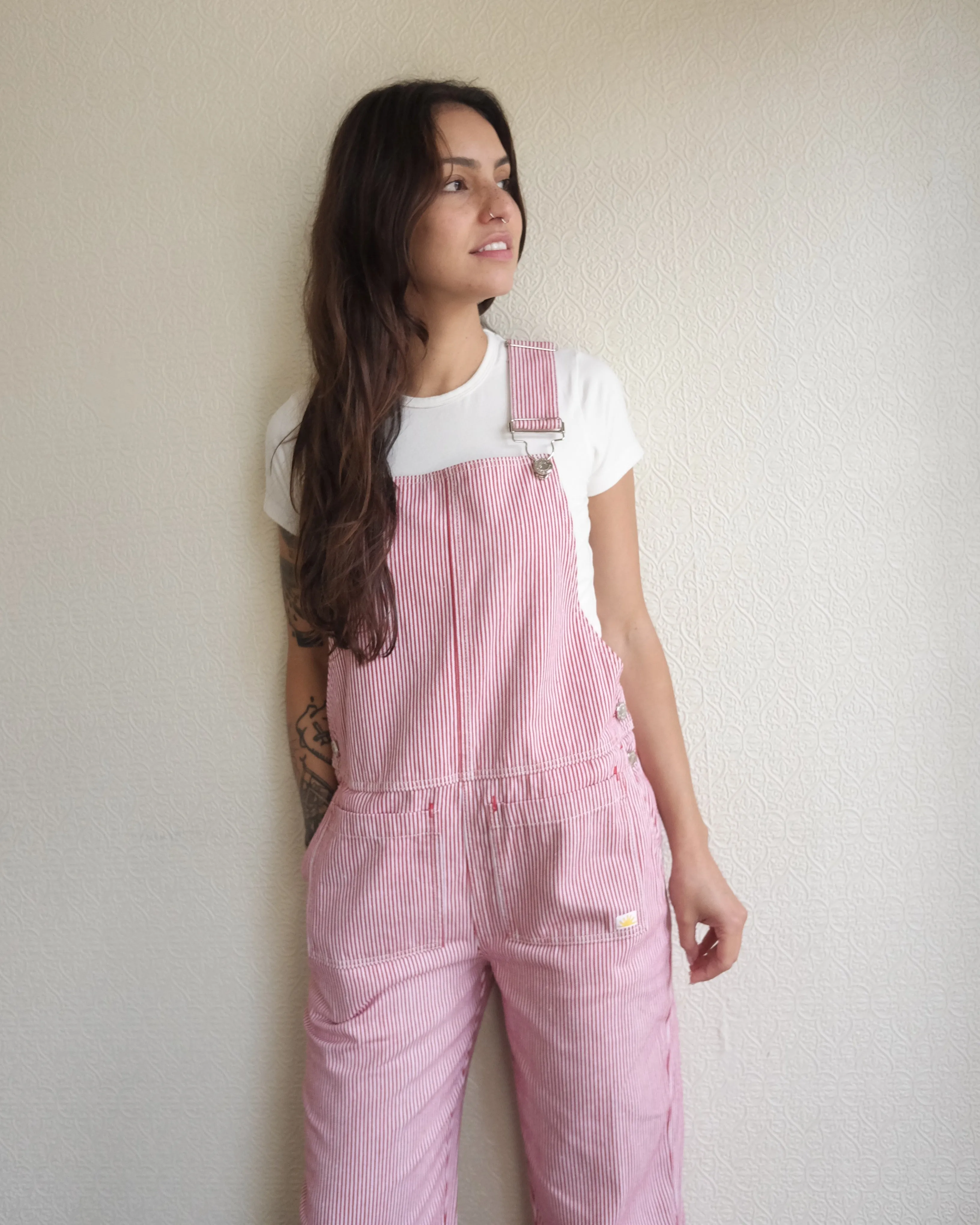Connor Dungaree, Red Ticking Stripe