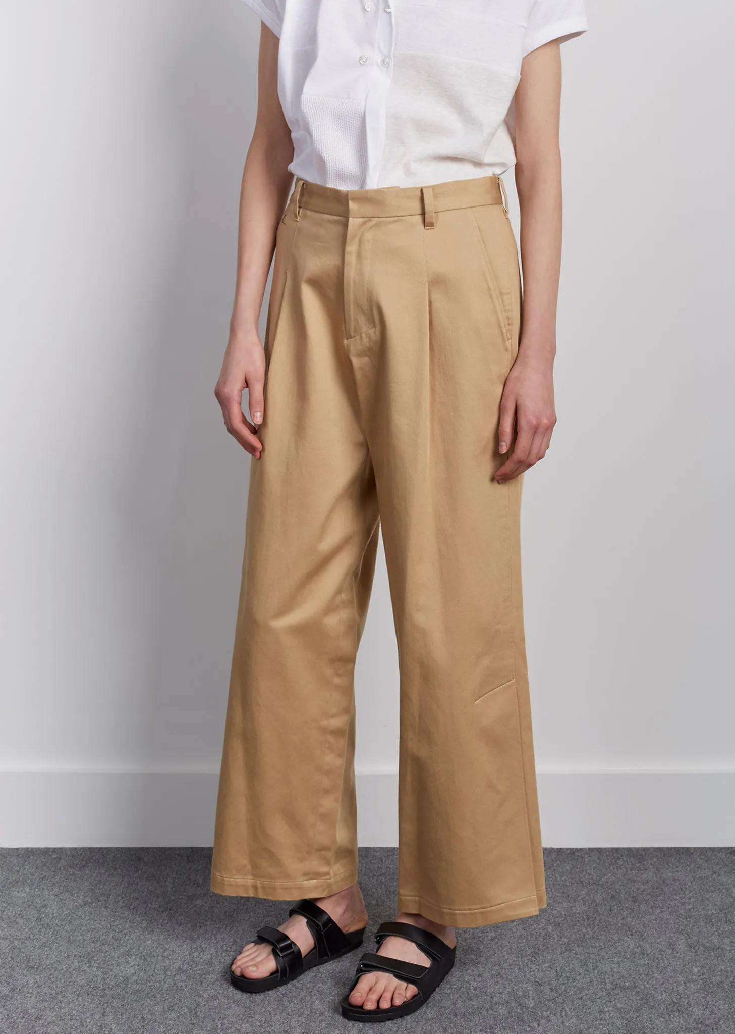Cotton Satin Side Slit Pants