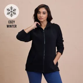 Cozy Sherpa Jacket with Zippered Front-NYLE701-Black