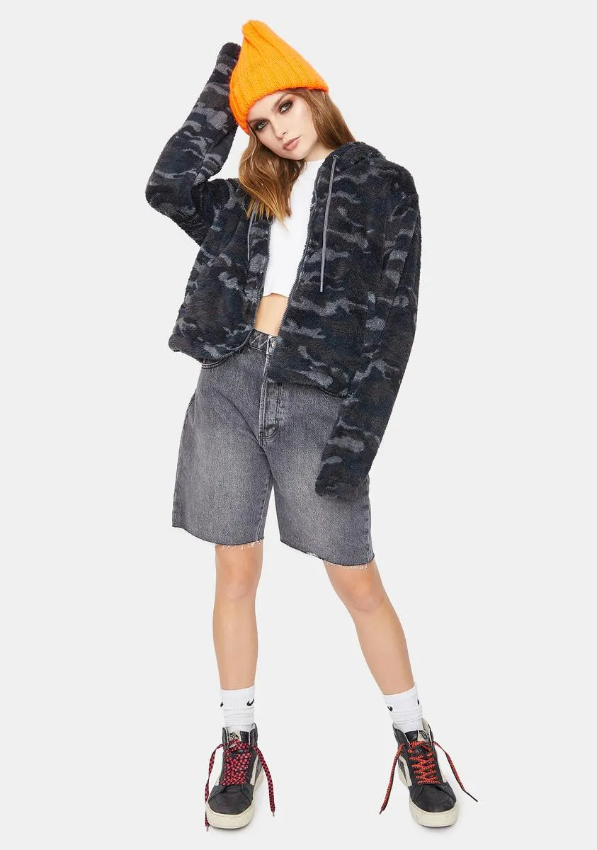 Cropped Sherpa Fleece Jacket